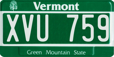 VT license plate XVU759