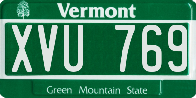 VT license plate XVU769
