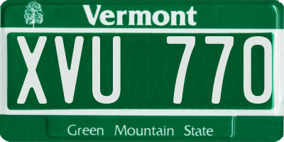 VT license plate XVU770