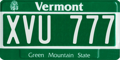 VT license plate XVU777