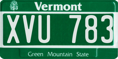 VT license plate XVU783