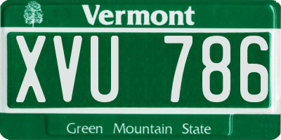 VT license plate XVU786