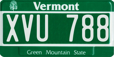 VT license plate XVU788