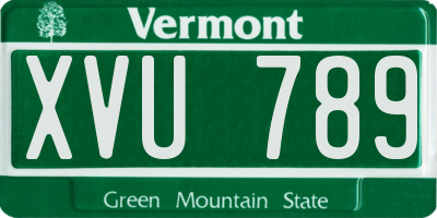 VT license plate XVU789