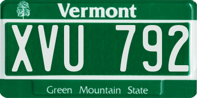 VT license plate XVU792