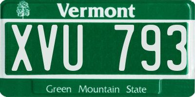 VT license plate XVU793