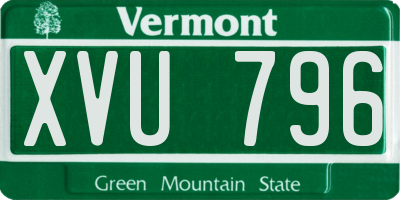 VT license plate XVU796