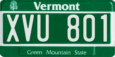 VT license plate XVU801