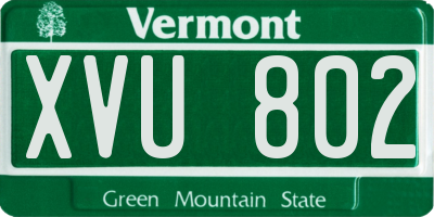 VT license plate XVU802