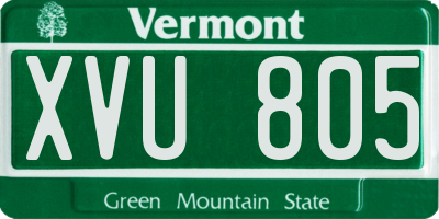 VT license plate XVU805
