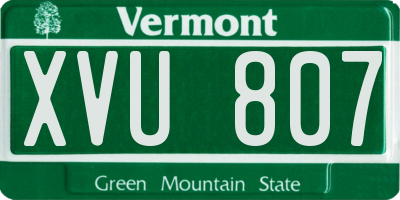 VT license plate XVU807