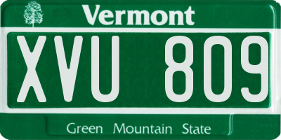 VT license plate XVU809
