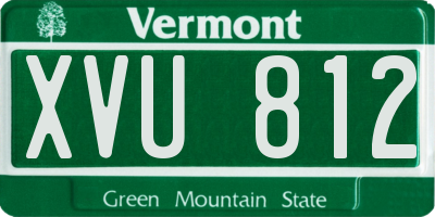 VT license plate XVU812