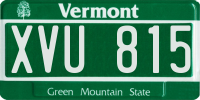 VT license plate XVU815
