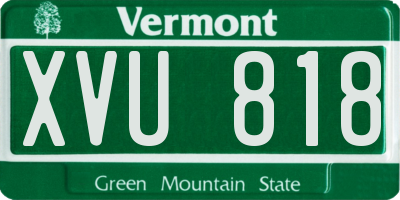 VT license plate XVU818