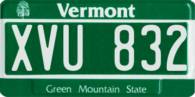 VT license plate XVU832