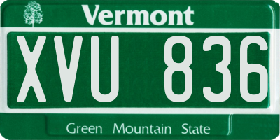 VT license plate XVU836