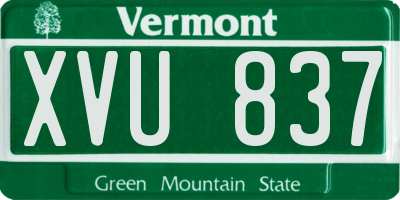 VT license plate XVU837