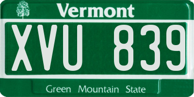VT license plate XVU839