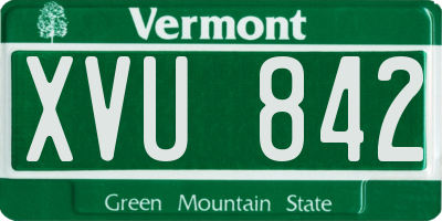 VT license plate XVU842
