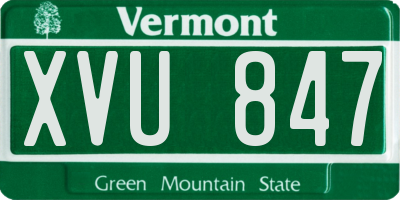VT license plate XVU847