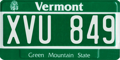 VT license plate XVU849