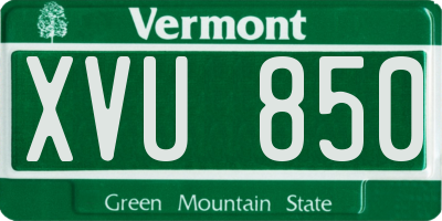 VT license plate XVU850