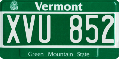 VT license plate XVU852
