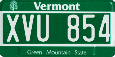 VT license plate XVU854