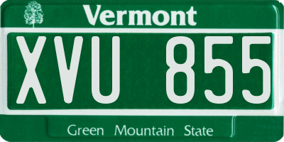 VT license plate XVU855