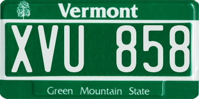 VT license plate XVU858