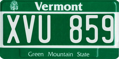 VT license plate XVU859