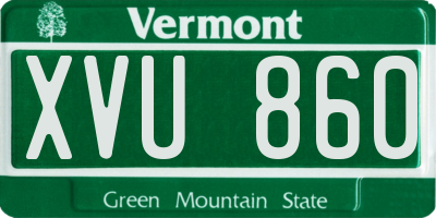VT license plate XVU860