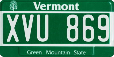 VT license plate XVU869