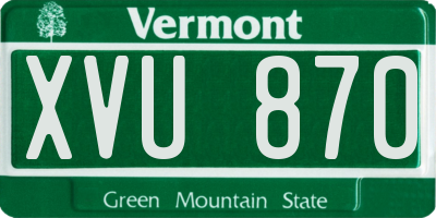 VT license plate XVU870
