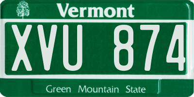 VT license plate XVU874