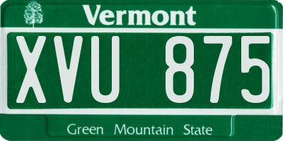 VT license plate XVU875