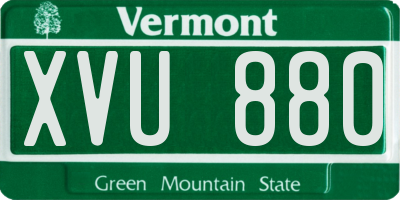 VT license plate XVU880