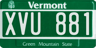VT license plate XVU881