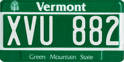 VT license plate XVU882