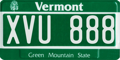 VT license plate XVU888