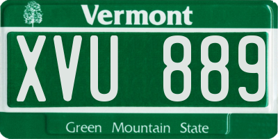 VT license plate XVU889