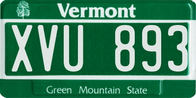 VT license plate XVU893