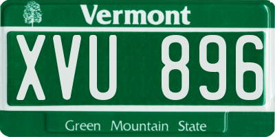 VT license plate XVU896