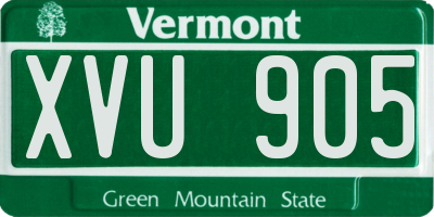 VT license plate XVU905