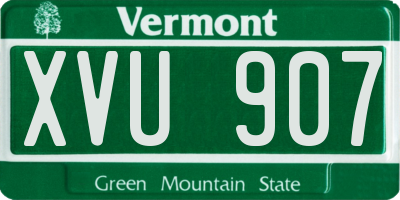 VT license plate XVU907