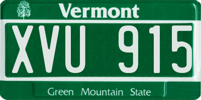 VT license plate XVU915