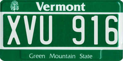 VT license plate XVU916