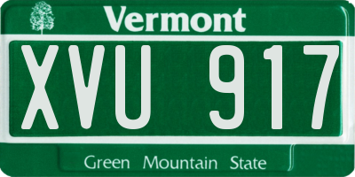 VT license plate XVU917
