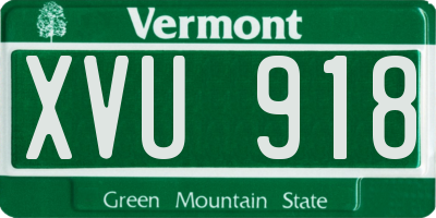 VT license plate XVU918
